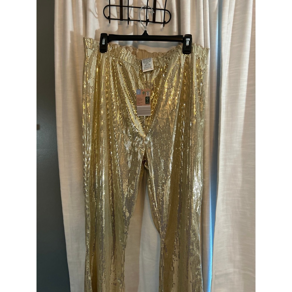 Ladies wide elastic‎ sequence pants